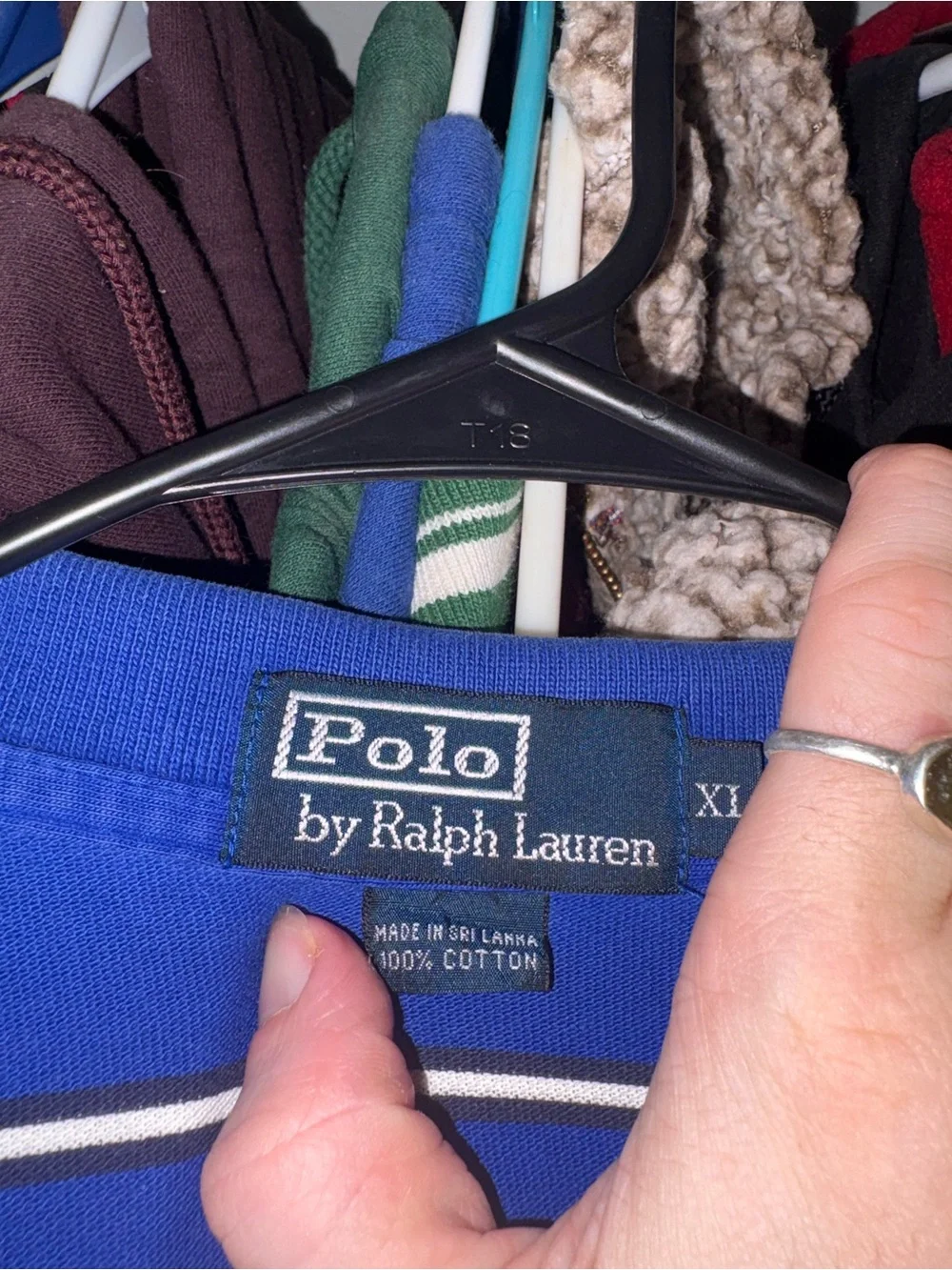 Men’s Vintage Ralph Lauren Blue Striped Polo with Yellow Pony